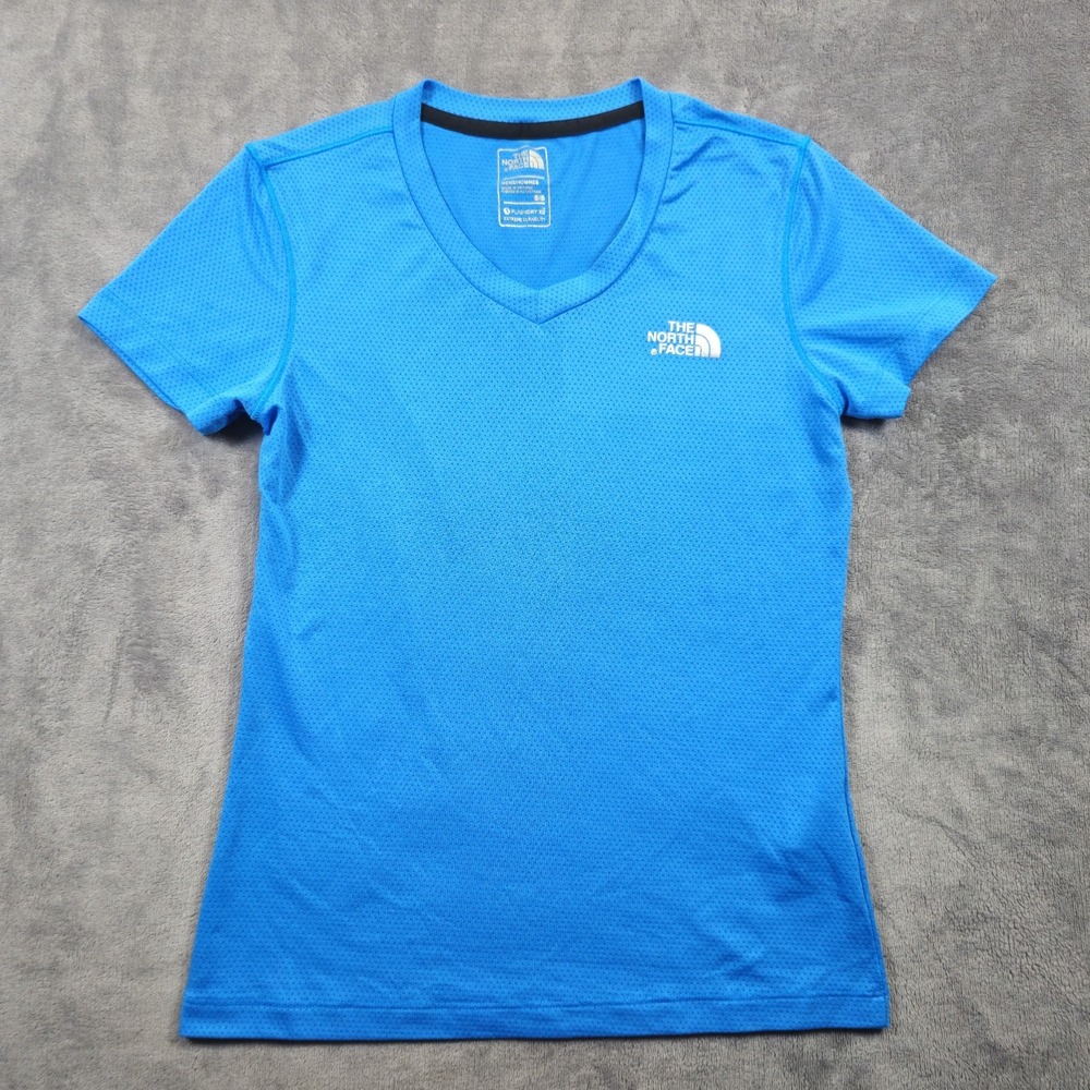 The North Face FlashDry Shirt Men's Small Blue V-Neck Running Training Hiking